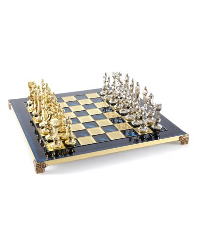 Șah de lux Manopoulos - Renaștere, câmpuri albastre, 36 x 36 cm - 2