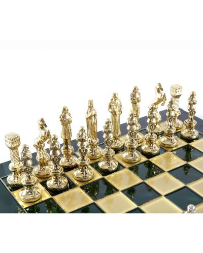 Șah de lux Manopoulos - Renaștere, câmpuri verzi, 36 x 36 cm - 4