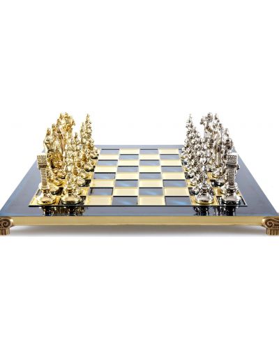 Șah de lux Manopoulos - Renaștere, câmpuri albastre, 36 x 36 cm - 1
