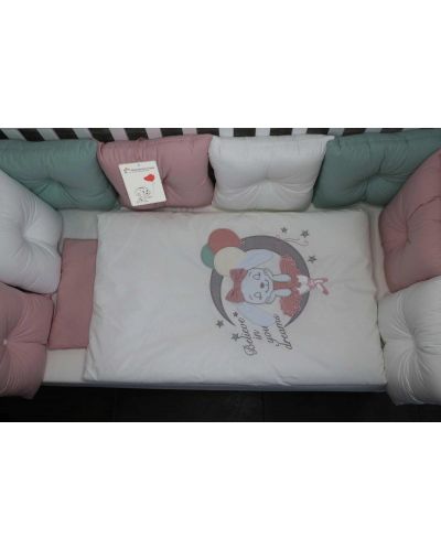 Set lenjerie de pat de lux  Bambino Casa - Pillows rosa, 12 piese - 2