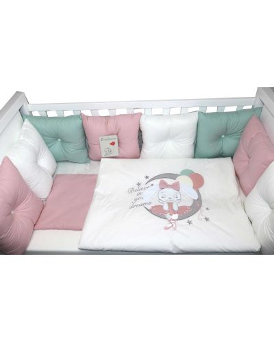 Set lenjerie de pat de lux  Bambino Casa - Pillows rosa, 12 piese - 1