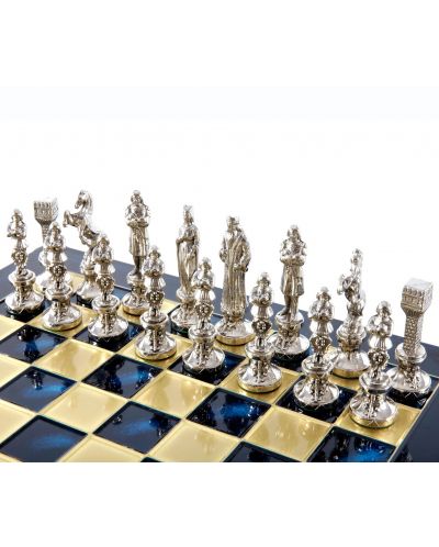 Șah de lux Manopoulos - Renaștere, câmpuri albastre, 36 x 36 cm - 5