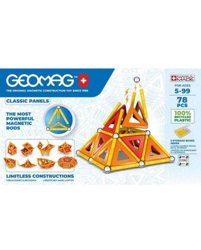 Constructor magnetic Geomag - Classic, 78 de piese - 1