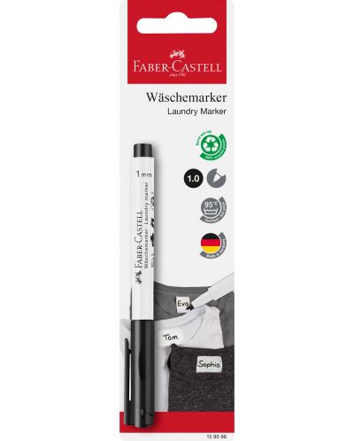 Marker pentru textile Faber-Castell - în blister, negru - 1