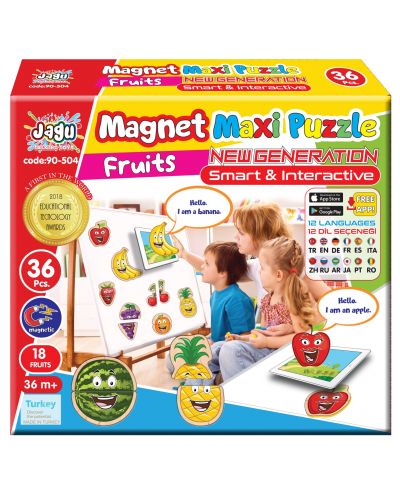 Jagu Puzzle magnetic vorbitor - Fructe - 1