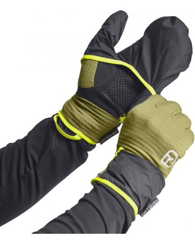 Mănuși pentru bărbați Ortovox - Fleece Grid Cover, mărimea S, galbene - 3