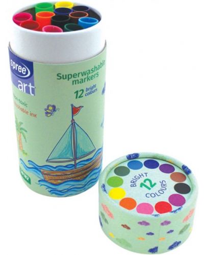 Spree Art Markers - Superwashable, 12 culori, în tub - 1