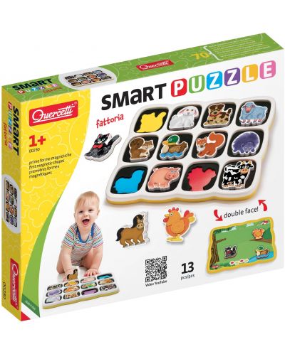 Puzzle magnetic pentru copii Quercetti - Smart, animale de fermă - 1