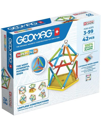 Constructor magnetic Geomag - Supercolor, 42 de piese - 1