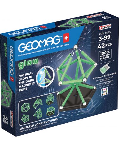 Constructor magnetic Geomag - Glow, 42 de piese - 1