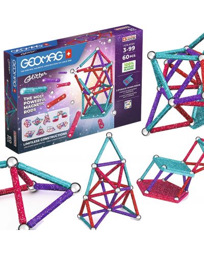 Constructor magnetic Geomag - Glitter, 60 de piese - 1