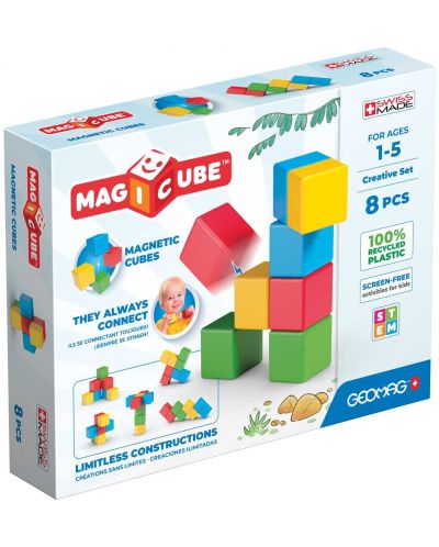 Cuburi magnetice Geomag - Magicube Creații, 8 părți - 1