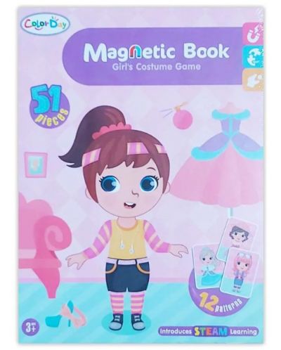 Carte magnetică Raya Toys - Fata cu haine, 51 de piese - 1