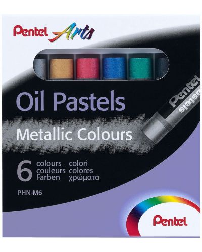 Pasteluri de ulei Pentel Arts - Metallic, 6 culori - 1