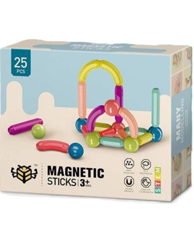 Constructor magnetic Smart Baby - Cu bile și bastoane, 25 piese - 1