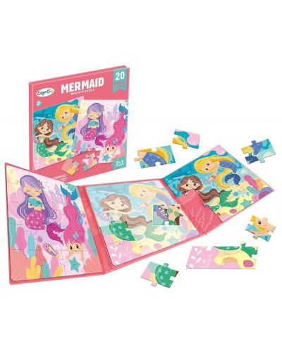 Puzzle magnetic 2 în 1 Raya Toys - Mermaids, 2 x 20 de piese - 1