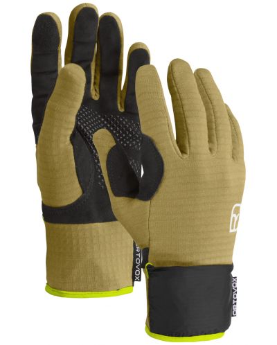 Mănuși pentru bărbați Ortovox - Fleece Grid Cover, mărimea S, galbene - 1