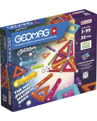 Constructor magnetic Geomag - Glitter, 35 de piese - 1