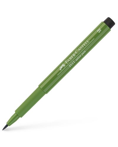 Marker cu pensula Faber-Castell Pitt Artist - Verde masliniu (167) - 1