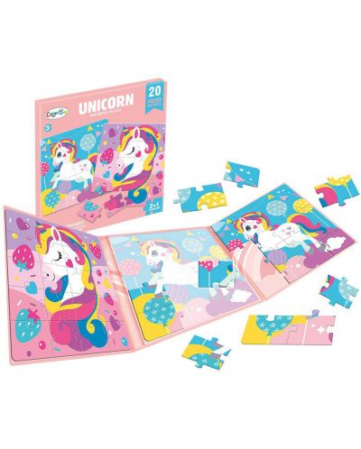 Puzzle magnetic 2 în 1 Raya Toys - Unicorn, 20 de piese - 1