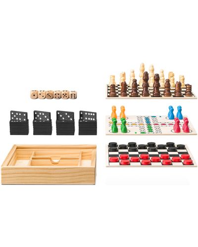 Set de jocuri magnetic 4 în 1 – Șah, Dame, Domino, Nu te supăra