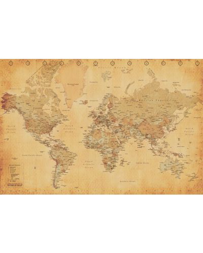 Poster maxi Pyramid - World Map (Vintage Style) - 1