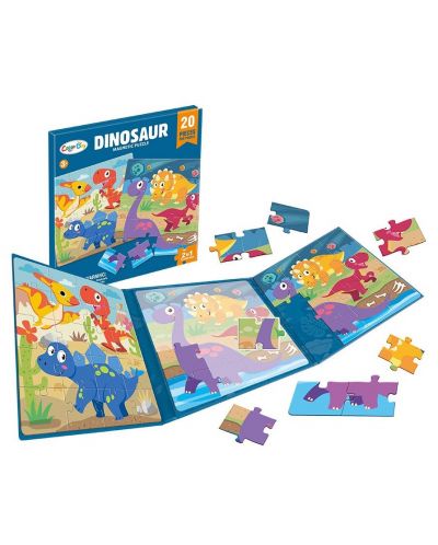 Puzzle magnetic 2 în 1 Raya Toys - Dinozauri, 2 x 20 piese - 1