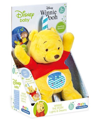 Jucarie de plus Clementoni Baby - Winnie the Pooh cu burtica luminoasa, 24 cm - 1