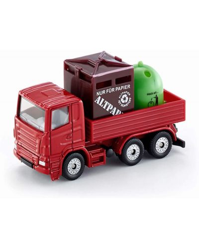 Jucarie metalica Siku - Camion de gunoi pentru reciclare, cu containere - 2