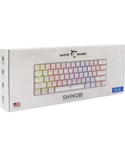 Tastatură mecanică White Shark - SHINOBI, Blue Switches, LED, alb - 8