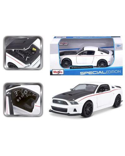 Mașinuță metalică Maisto Special Edition - Ford Mustang Street Racer 2014, albă, 1:24 - 5