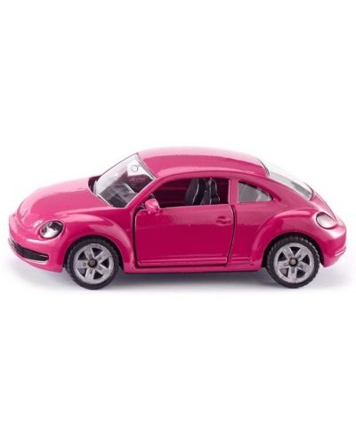 Masinuta metalica Siku - Vw The Beetle Pink, cu stickere cu motive florale - 1