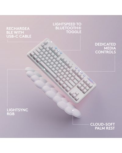 Tastatura mecanica Logitech - G715, Tactile, RGB, Off White - 7