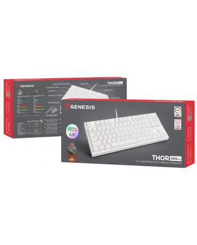 Tastatură mecanică Genesis - Thor 404 TKL, Kailh box maro, RGB, alb - 9