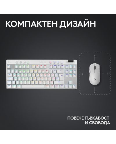 Logitech Tastatură mecanică - G Pro X TKL, fără fir, GX, alb - 7