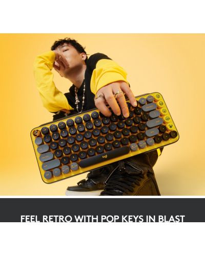 Tastatura mecanica Logitech - POP Keys, wireless, galbena/ neagra - 2