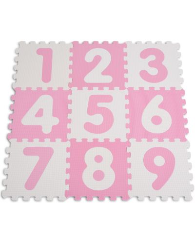 Puzzle pardoseala din spuma moale pentru copii Sun Ta - Cifre, 9 piese, roz - 1
