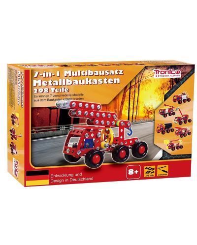 Set de construit metalic Tronico - Camioane de pompieri, 7 in 1 - 1