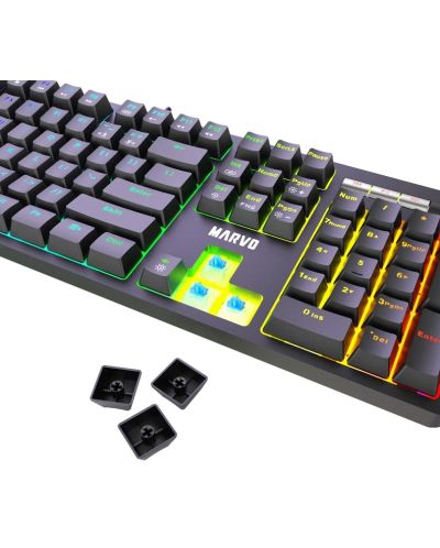 Tastatură mecanică Marvo - KG948, Blue, RGB, neagră - 4