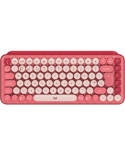 Tastatura mecanica  Logitech - POP Keys, wireless, roz - 1