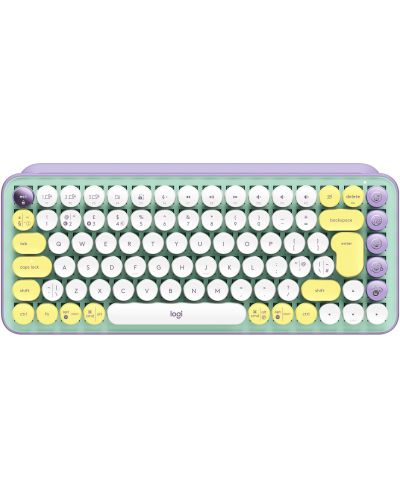 Tastatura mecanica Logitech - POP Keys, wireless, mov/ verde - 1