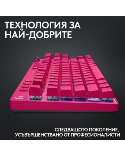 Logitech Tastatură mecanică - G Pro X TKL, fără fir, tactilă GX, roz - 9