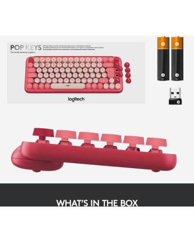 Tastatura mecanica  Logitech - POP Keys, wireless, roz - 8