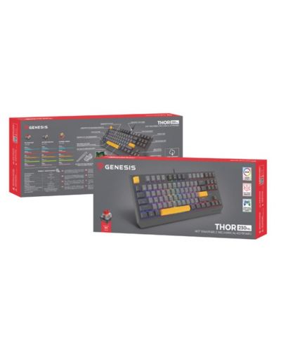 Tastatură mecanică Genesis - Thor 230 TKL, Outemu Red, RGB, Anchor Gray Negative - 10