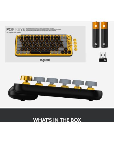 Tastatura mecanica Logitech - POP Keys, wireless, galbena/ neagra - 8