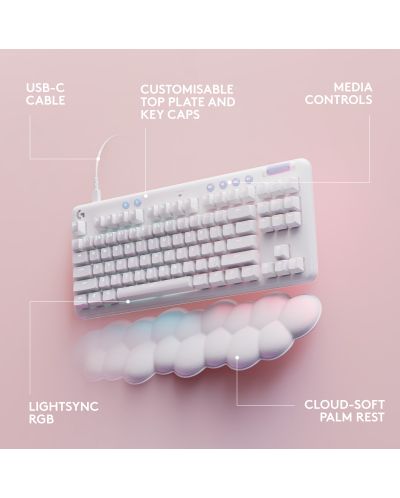 Tastatură mecanică Logitech - G713, Tactile RGB, US, Off White - 8