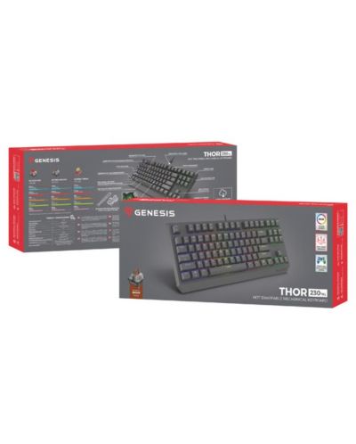 Tastatură mecanică Genesis - Thor 230 TKL, Outemu Brown, RGB, negru - 8