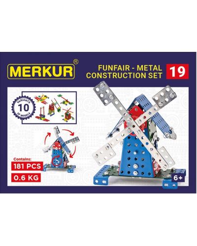 Set de constructie metalic 10 în 1 Merkur - moara, 181 piese  - 1