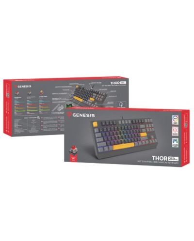 Tastatură mecanică Genesis - Thor 230 TKL, Outemu Red, RGB, Anchor Gray Positive - 7