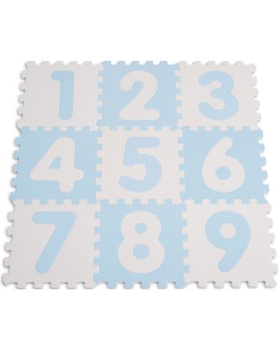 Puzzle pardoseala din spuma moale pentru copii  Sun Ta - Cifre, 9 piese, albastru - 1
